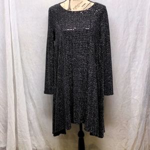 Joan Vass Size Medium Sequins Sparkly Evening or Former Dress Black Vintage